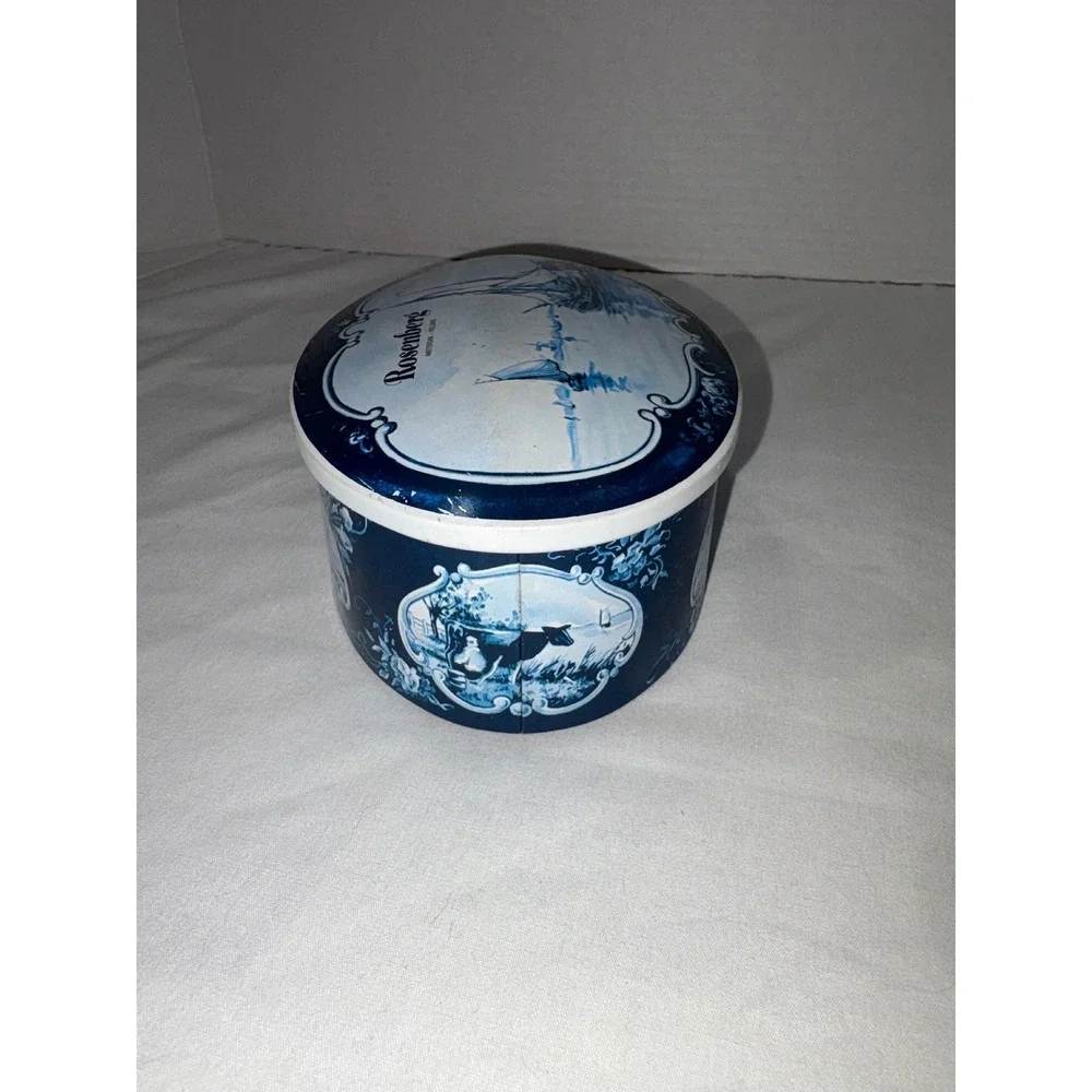 Rosenberg Amsterdam Holland Delft Blue Style Oval Metal Tin Nautical Decor‎ Vntg